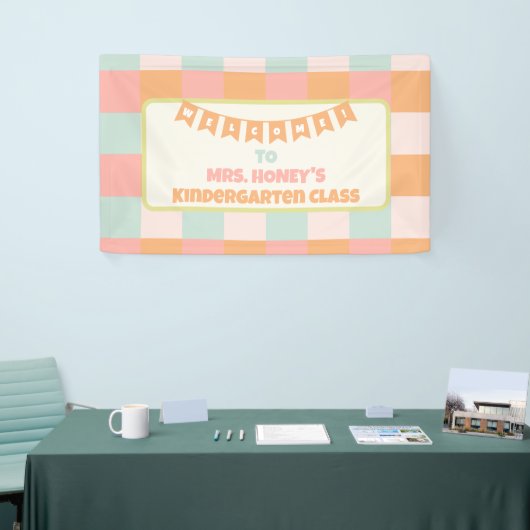 Terug naar School Classroom Teacher Groovy Retro Spandoek (Beurs)