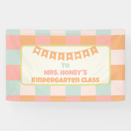 Terug naar School Classroom Teacher Groovy Retro Spandoek