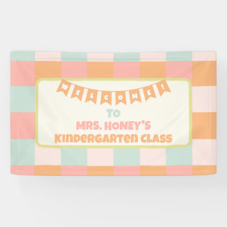 Terug naar School Classroom Teacher Groovy Retro Spandoek