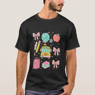 Terug naar school Coquette Strik Potlood Bus Leraa T-shirt