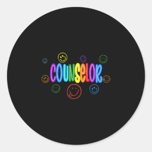 Terug naar school counselor regenboog glimlach gez ronde sticker