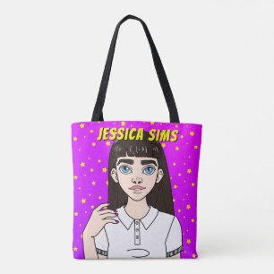 Terug naar School Custom Tiener Meisje Paarse Naam Draagtas