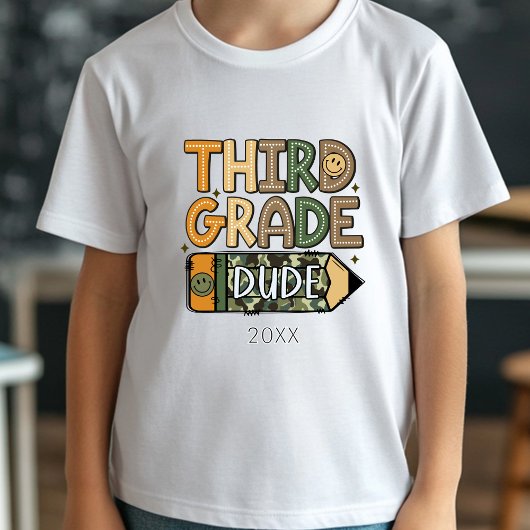 Terug naar school Derde klas Dude Camo Boy T-shirt