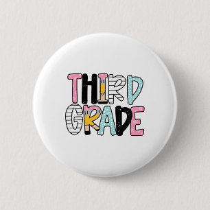 Terug naar school derde klas leraar eerste dag van ronde button 5,7 cm