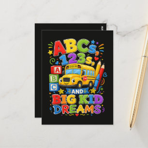 Terug naar school eerste dag grote kind dromen briefkaart