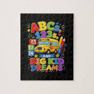 Terug naar school eerste dag grote kind dromen legpuzzel