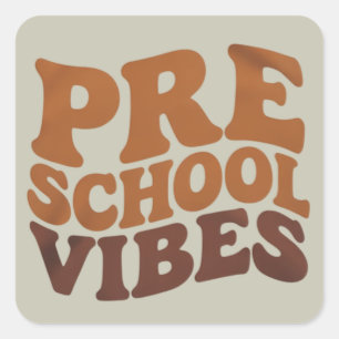 Terug naar school eerste dag Pre-K Hippie Vierkante Sticker