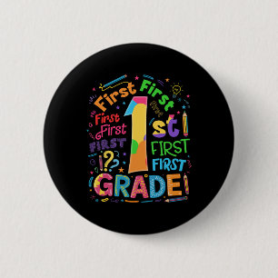 Terug naar school Eerste leerjaar Team typografie  Ronde Button 5,7 Cm