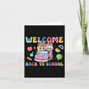 Terug naar school eerste schooldag monster leraar kaart