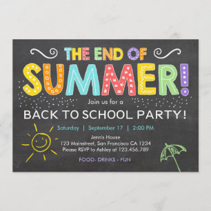 Terug naar school einde van de zomer Party uitnodi Kaart