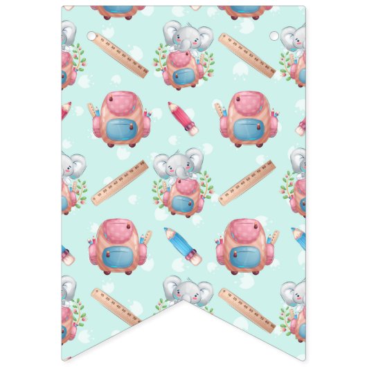 Terug naar School Elephant Pattern Vlaggetjes (Tweede vlag)