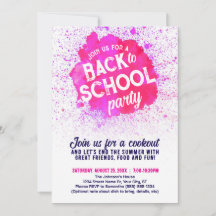 Terug naar school feest Paint Splatter Invite - ro