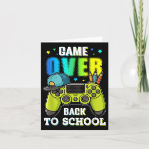Terug naar school Game Over voor Boy Kinder Gamers Kaart