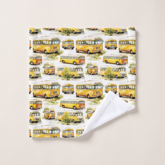 Terug naar school Geel Bus Kinder Schattige Ongebr Bad Handdoek (Wasdoekje)