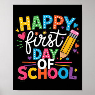 Terug naar school gelukkige eerste schooldag leraa poster