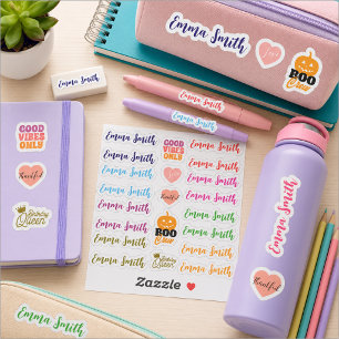 Terug naar school gepersonaliseerde regenboognaam sticker