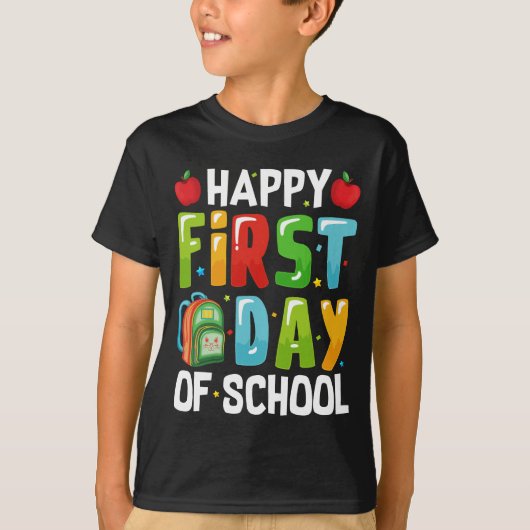 Terug naar School Happy First Day of School kinder T-shirt (Voorkant)