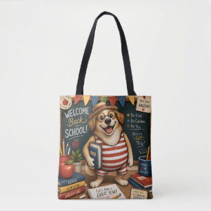 Terug naar school hond PNG, Cute leraar hond ontwe Draagtas