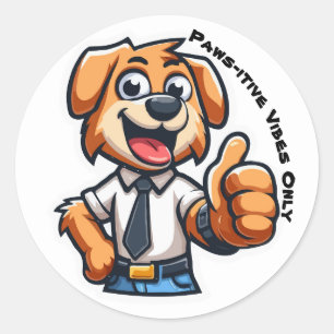 Terug naar School Hond Vrolijke Cartoon Pup Ronde Sticker