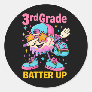 Terug naar school honkbal ijs druppel eerste dag O Ronde Sticker