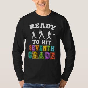 Terug naar school honkbal klaar om de zevende klas t-shirt
