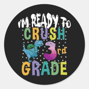Terug naar school Ik ben klaar om de 3e klas Dino  Ronde Sticker