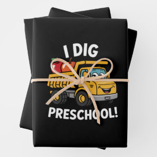 Terug naar school Ik graaf kleuter vrachtwagen Inpakpapier Vel