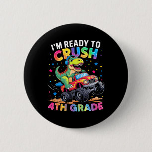 Terug naar school jongens dinosaurus Ik ben klaar Ronde Button 5,7 Cm
