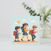 Terug naar school kinderen Flat Holiday Kaart (Staand voorkant)