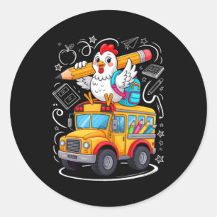 Terug Naar School Kip Schoolbus 100 Dagen Van Ronde Sticker