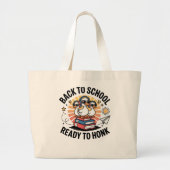 Terug naar school, klaar om te toeteren grote tote bag (Voorkant)