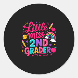 Terug naar school kleine juffrouw 2e-klasser regen ronde sticker