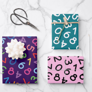 Terug naar school kleuren nummers set van 3 inpakpapier vel