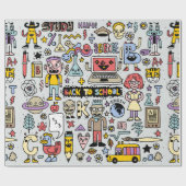 Terug naar school kleurrijke doodle set.  walvis cadeaupapier (Vlak)