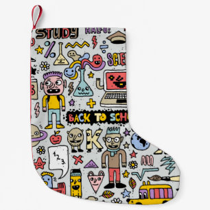 Terug naar school kleurrijke doodle set. walvis kleine kerstsok