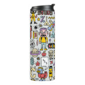 Terug naar school kleurrijke doodle set. walvis thermosbeker (Gedraaid links)