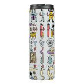 Terug naar school kleurrijke doodle set. walvis thermosbeker (Achterkant)