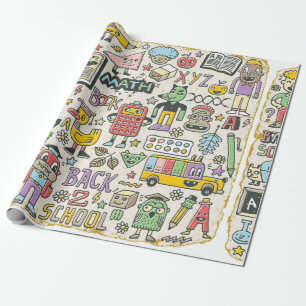 Terug naar school kleurrijke doodset 2. Handtekeni Cadeaupapier