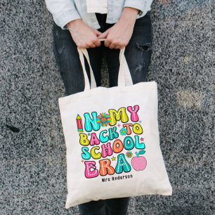 Terug naar school kleurrijke retro leraar  tote bag