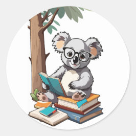 Terug naar School Koala - Studious Cartoon Charact Ronde Sticker