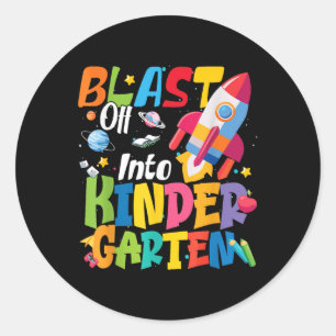 Terug naar school: lancering naar de kleuterschool ronde sticker