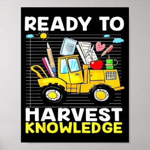 Terug naar school leraar boerderij tractor boer ki poster
