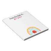 Terug naar school leraar gepersonaliseerde regenbo notitieblok (Schuin)