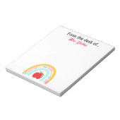 Terug naar school leraar gepersonaliseerde regenbo notitieblok (Gedraaid)