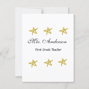 Terug naar school leraar naam gouden sterren waard briefkaart