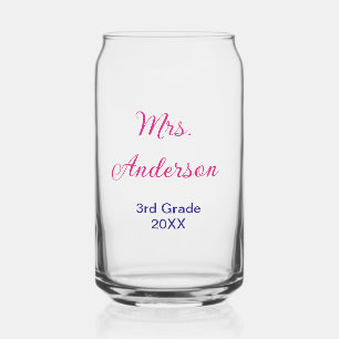 terug naar school leraar naam klas roze 20XX Blikvorm Glas