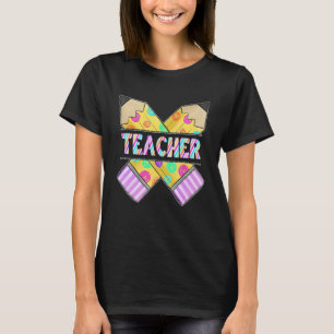 Terug naar school leraar potlood eerste schooldag t-shirt