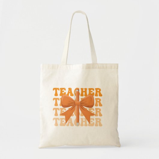 Terug naar School Leraar waardering Bow Coquette Tote Bag (Voorkant)