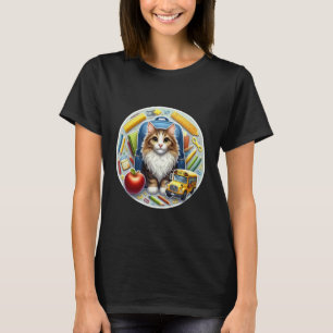 Terug Naar School Main Coon Kat Jongens Meisjes St T-shirt