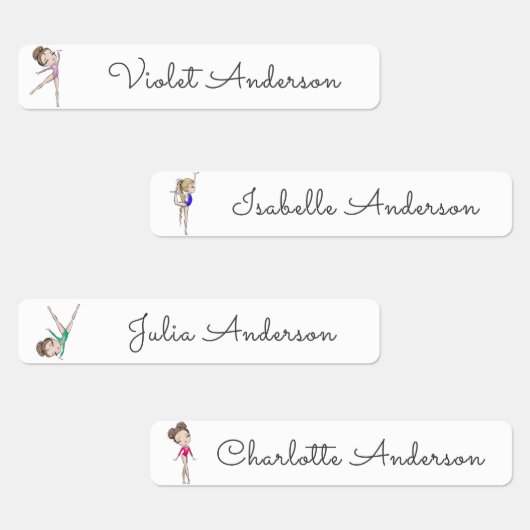 Terug naar School Meisjes Gymnastiek Kinder Naam Labels (Groep)